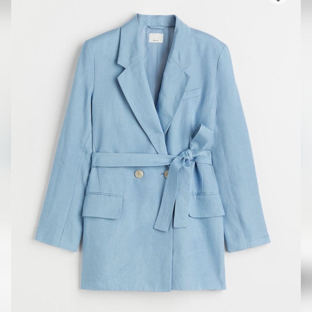 H&M NWT linen blue jacket